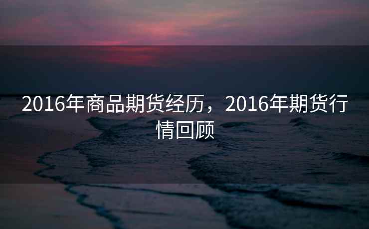 2016年商品期货经历，2016年期货行情回顾