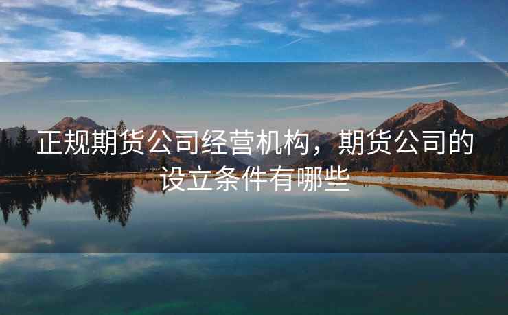 正规期货公司经营机构，期货公司的设立条件有哪些