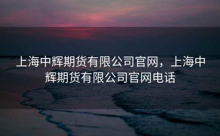 上海中辉期货有限公司官网，上海中辉期货有限公司官网电话
